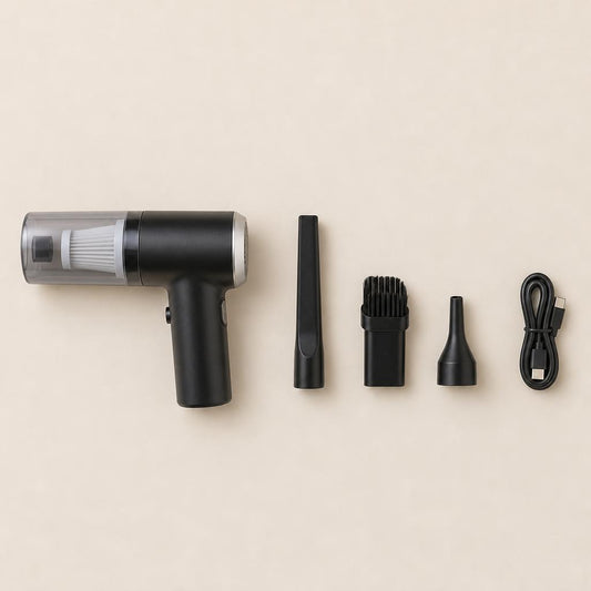 Kit completo de la aspiradora de mano: aspiradora, boquilla larga, boquilla de cepillo, boquilla de soplado y cable USB tipo C